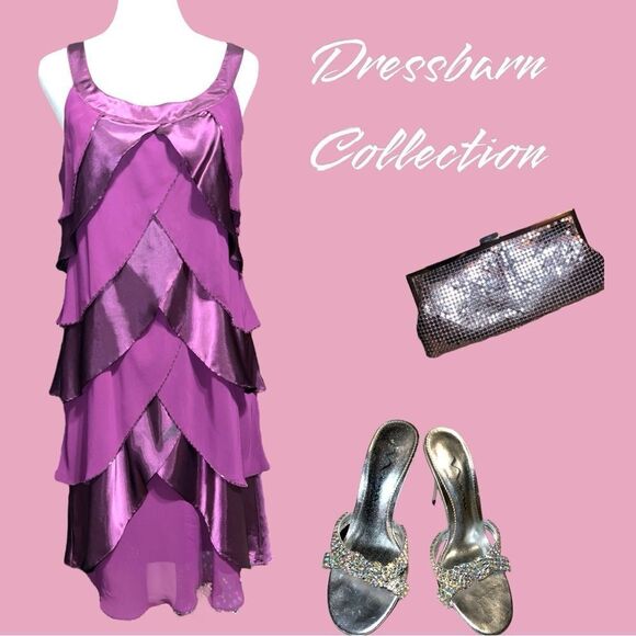 Dressbarn collection pretty eggplant purple layered evening dress! New - Picture 2 of 9